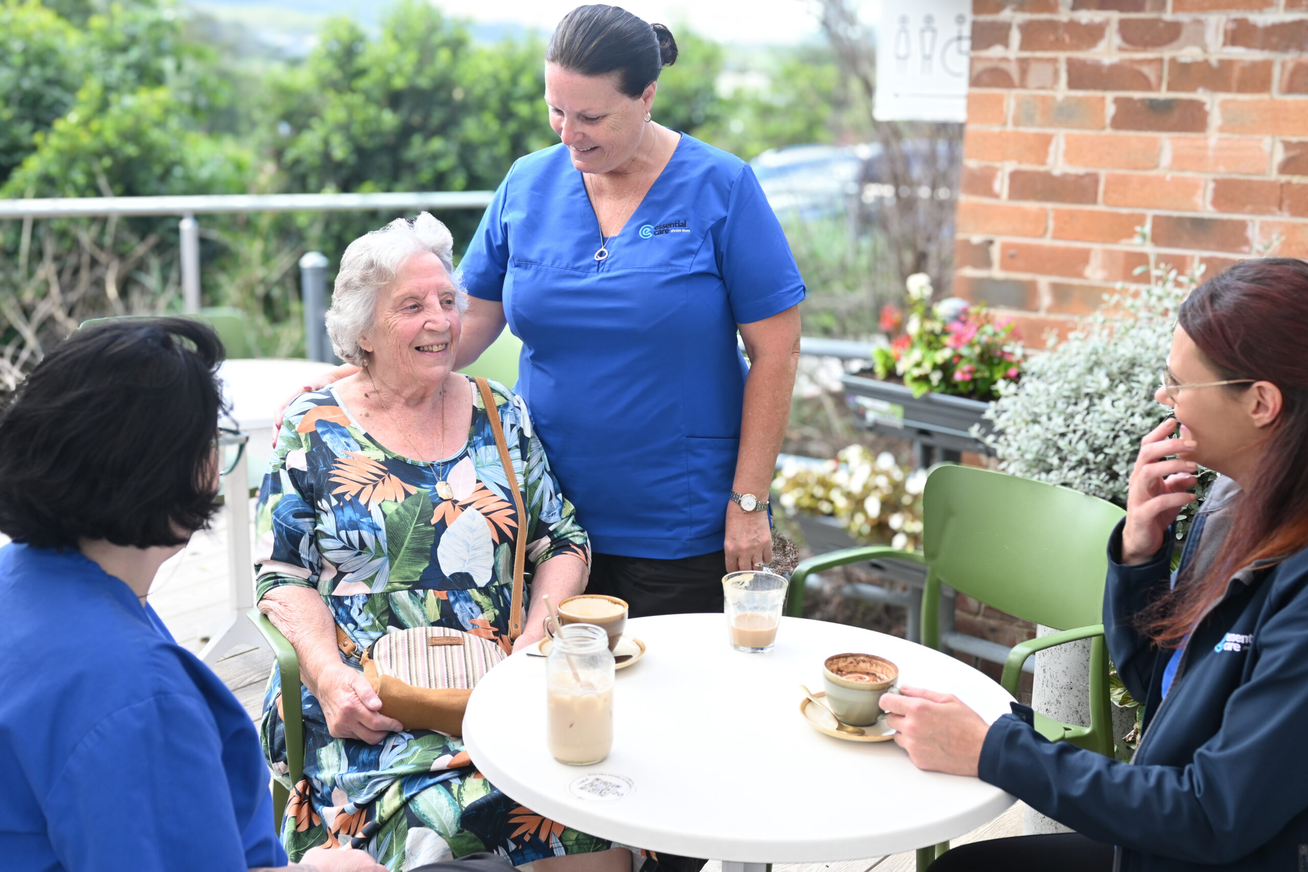 Essential Care Support Workers on a Social excursion with Senior client